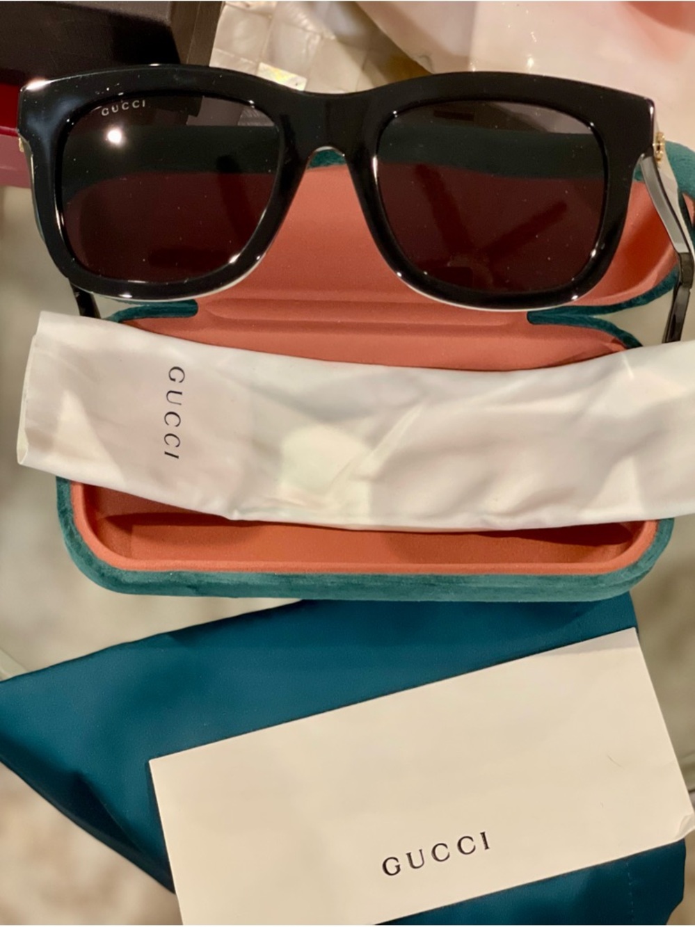Gucci Black Square Women's Sunglasses with Dark Lenses